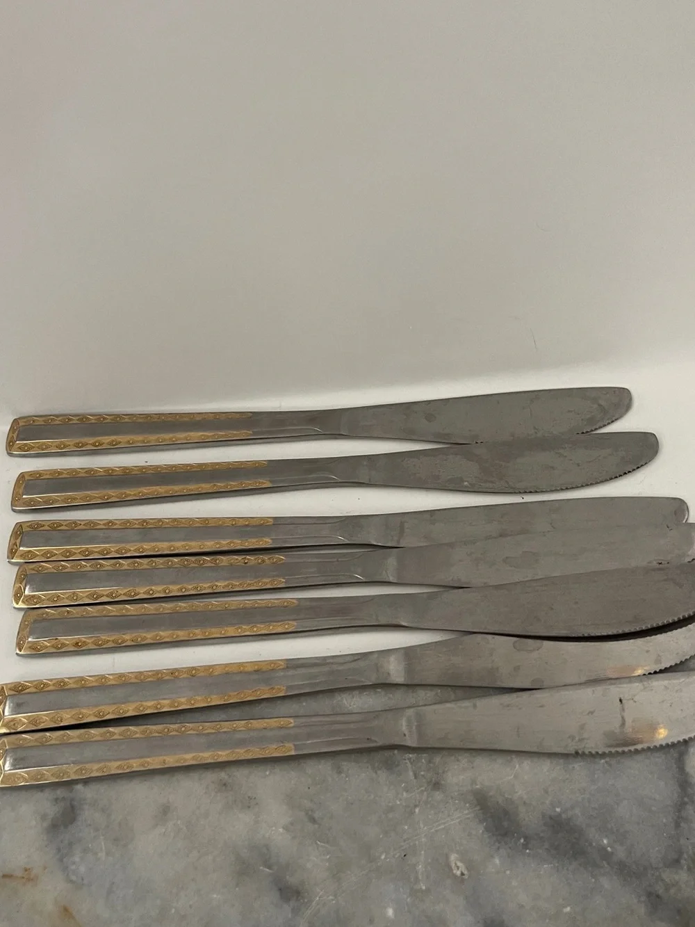 7 SOLIGEN GERMANY 8.5” Stainless & GOLD Accent Flatware Knives Add/Replacement